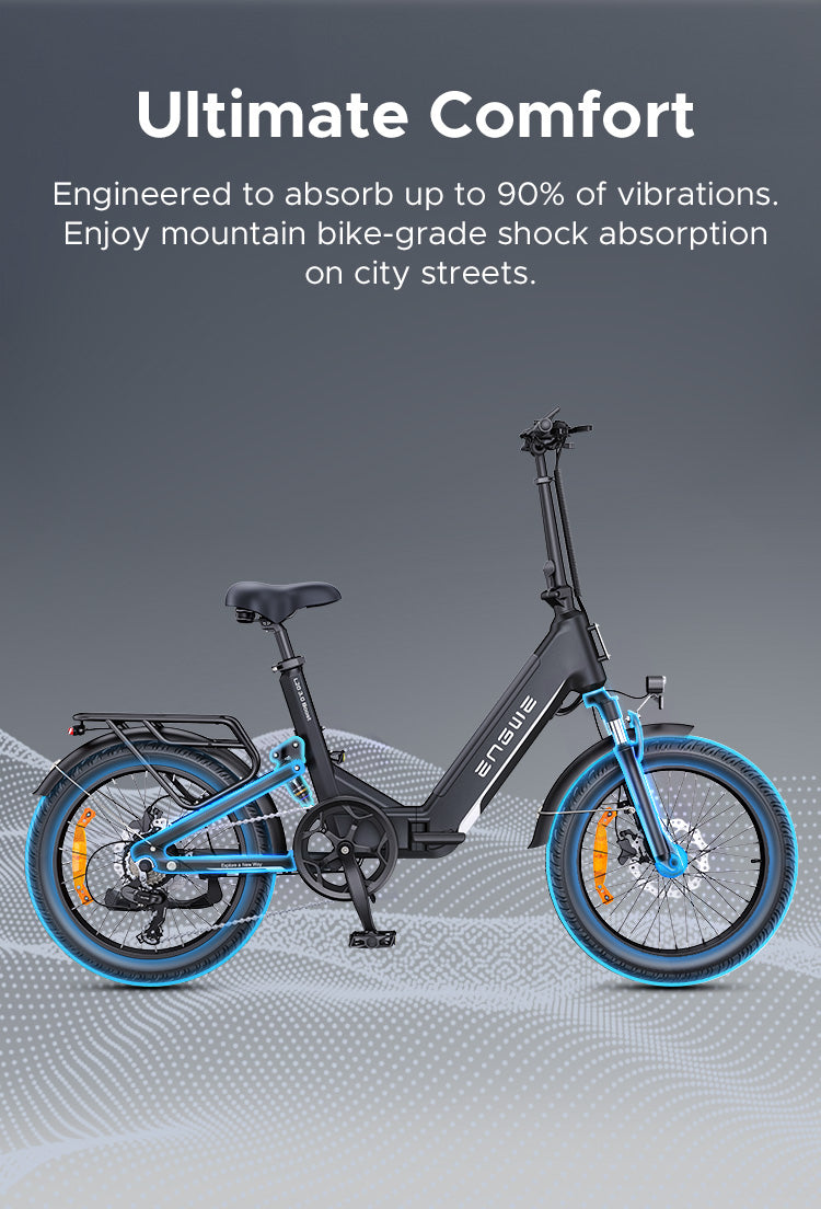 ENGWE L20 3.0 BOOST Folding Electric Bike – Full Suspension City E-Bike (EU Version)