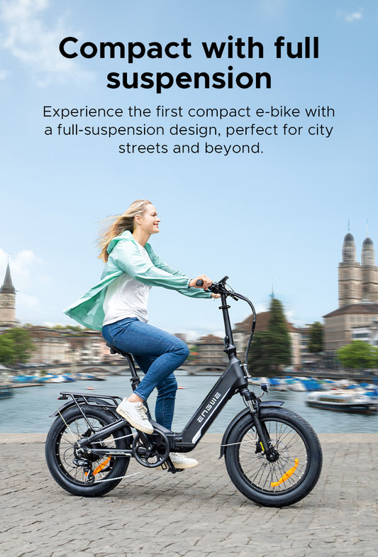 ENGWE L20 3.0 BOOST Folding Electric Bike – Full Suspension City E-Bike (EU Version)