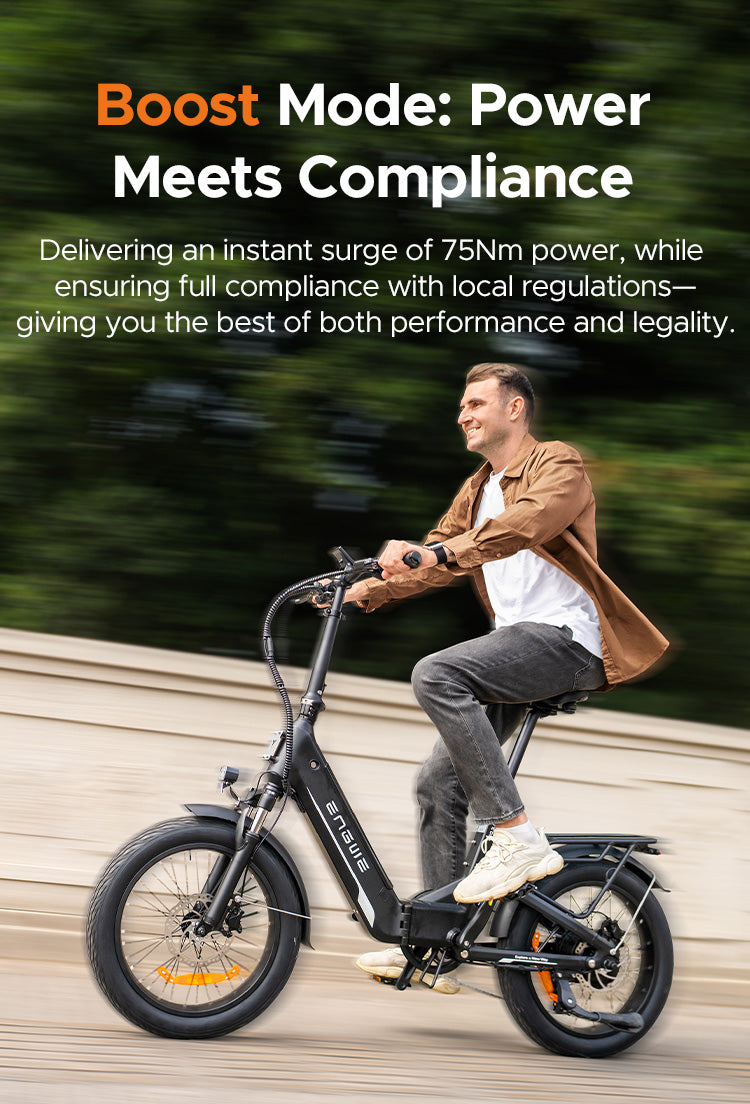 ENGWE L20 3.0 BOOST Folding Electric Bike – Full Suspension City E-Bike (EU Version)